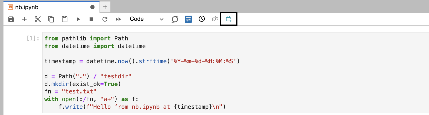 Jupyter-Scheduler UI - location of the icon on the notebook toolbar